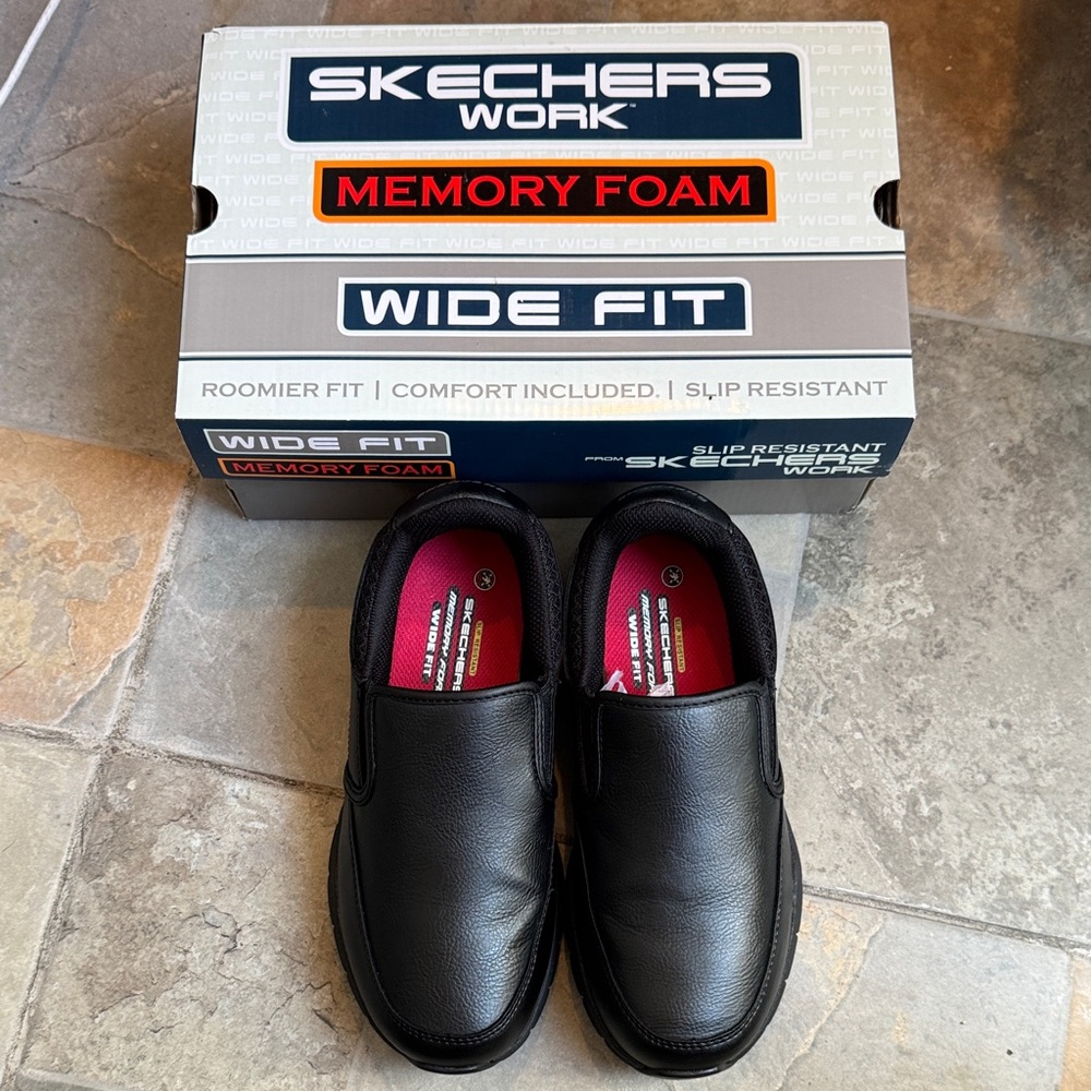 Skechers Black Slip-On Loafers with Pink Insoles